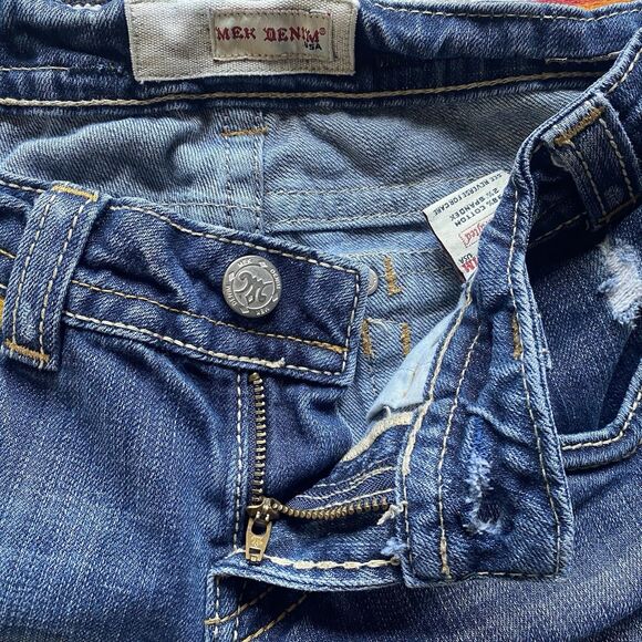 MEK Denim Jeans Womens 26/32 Blue Bootcut Oaxaca Flap Pockets.Stretch. Low Rise. - Picture 6 of 15